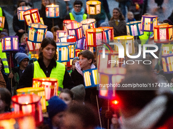 Thousands of children participate in the Martin parade in Bonn, Germany, on November 6, 2024. (