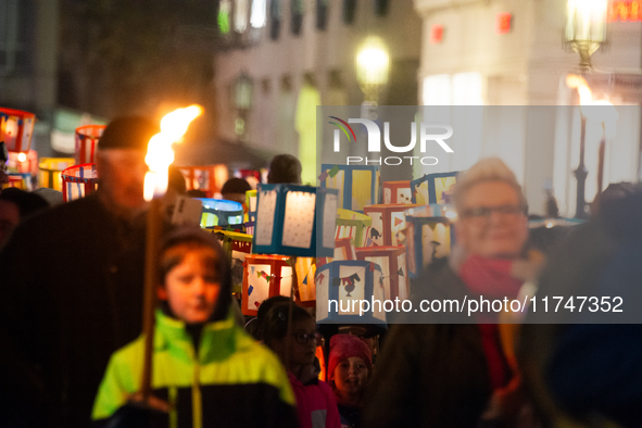 Thousands of children participate in the Martin parade in Bonn, Germany, on November 6, 2024. 