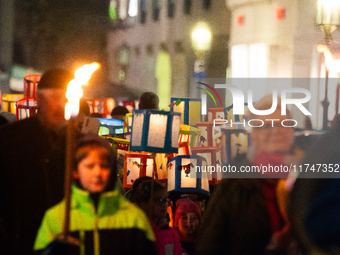 Thousands of children participate in the Martin parade in Bonn, Germany, on November 6, 2024. (