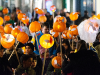 Thousands of children participate in the Martin parade in Bonn, Germany, on November 6, 2024. (