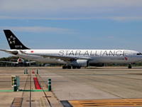 An Airbus A330-343 from Air China, in Star Alliance livery, is on the runway ready to take off from Barcelona airport in Barcelona, Spain, o...