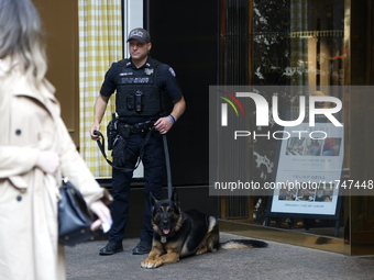 General dress outside Trump Tower in Manhattan, New York, United States, on November 6, 2024. Several Secret Service agents and police offic...