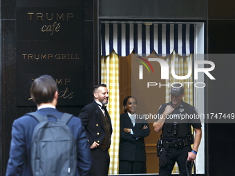 General dress outside Trump Tower in Manhattan, New York, United States, on November 6, 2024. Several Secret Service agents and police offic...