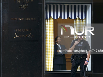 General dress outside Trump Tower in Manhattan, New York, United States, on November 6, 2024. Several Secret Service agents and police offic...