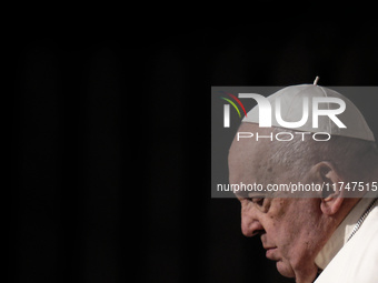 Pope Francis attends the weekly general audience at St Peter's Square in The Vatican on November 6, 2024. (