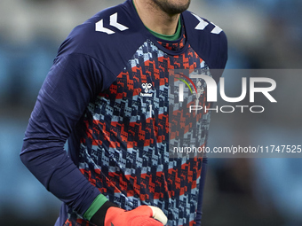 Ivan Villar of RC Celta de Vigo warms up before the La Liga EA Sports match between RC Celta de Vigo and Getafe CF at Estadio Abanca Balaido...