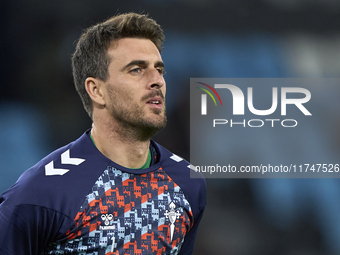 Ivan Villar of RC Celta de Vigo warms up before the La Liga EA Sports match between RC Celta de Vigo and Getafe CF at Estadio Abanca Balaido...