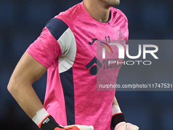 David Soria of Getafe CF warms up before the La Liga EA Sports match between RC Celta de Vigo and Getafe CF at Estadio Abanca Balaidos in Vi...