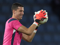 David Soria of Getafe CF warms up before the La Liga EA Sports match between RC Celta de Vigo and Getafe CF at Estadio Abanca Balaidos in Vi...