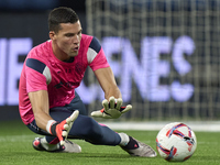 David Soria of Getafe CF warms up before the La Liga EA Sports match between RC Celta de Vigo and Getafe CF at Estadio Abanca Balaidos in Vi...