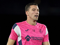 David Soria of Getafe CF warms up before the La Liga EA Sports match between RC Celta de Vigo and Getafe CF at Estadio Abanca Balaidos in Vi...