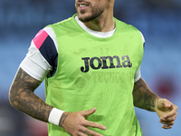 Carles Perez of Getafe CF warms up before the La Liga EA Sports match between RC Celta de Vigo and Getafe CF at Estadio Abanca Balaidos in V...