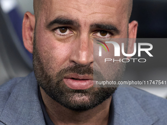 Claudio Giraldez, Head Coach of RC Celta de Vigo, looks on before the La Liga EA Sports match between RC Celta de Vigo and Getafe CF at Esta...