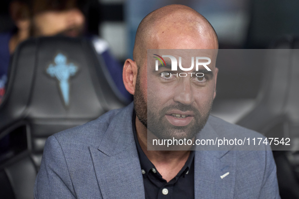 Claudio Giraldez, Head Coach of RC Celta de Vigo, looks on before the La Liga EA Sports match between RC Celta de Vigo and Getafe CF at Esta...