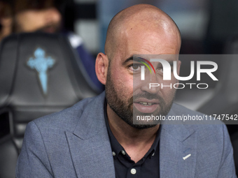 Claudio Giraldez, Head Coach of RC Celta de Vigo, looks on before the La Liga EA Sports match between RC Celta de Vigo and Getafe CF at Esta...