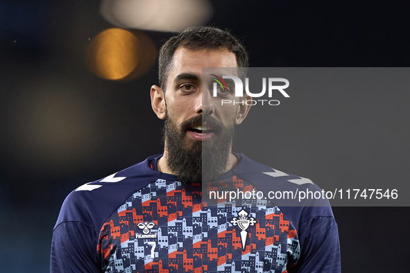 Borja Iglesias of RC Celta de Vigo looks on during the warm-up prior to the La Liga EA Sports match between RC Celta de Vigo and Getafe CF a...