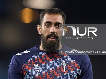 Borja Iglesias of RC Celta de Vigo looks on during the warm-up prior to the La Liga EA Sports match between RC Celta de Vigo and Getafe CF a...