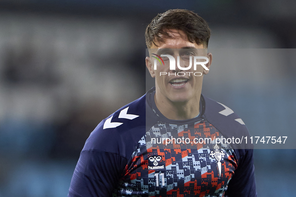 Franco Cervi of RC Celta de Vigo looks on during the warm-up prior to the La Liga EA Sports match between RC Celta de Vigo and Getafe CF at...