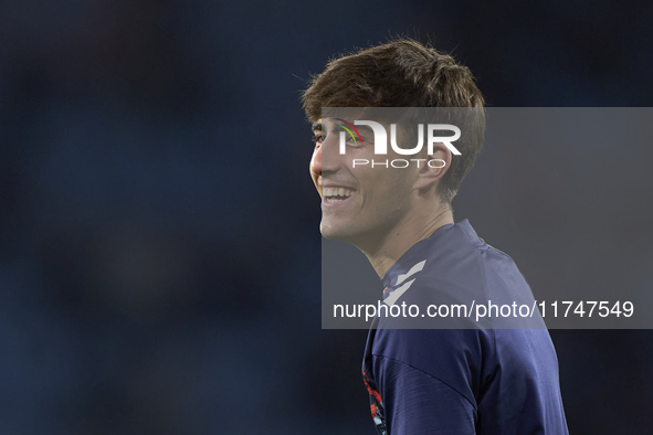 Javi Rodriguez of RC Celta de Vigo looks on during the warm-up prior to the La Liga EA Sports match between RC Celta de Vigo and Getafe CF a...