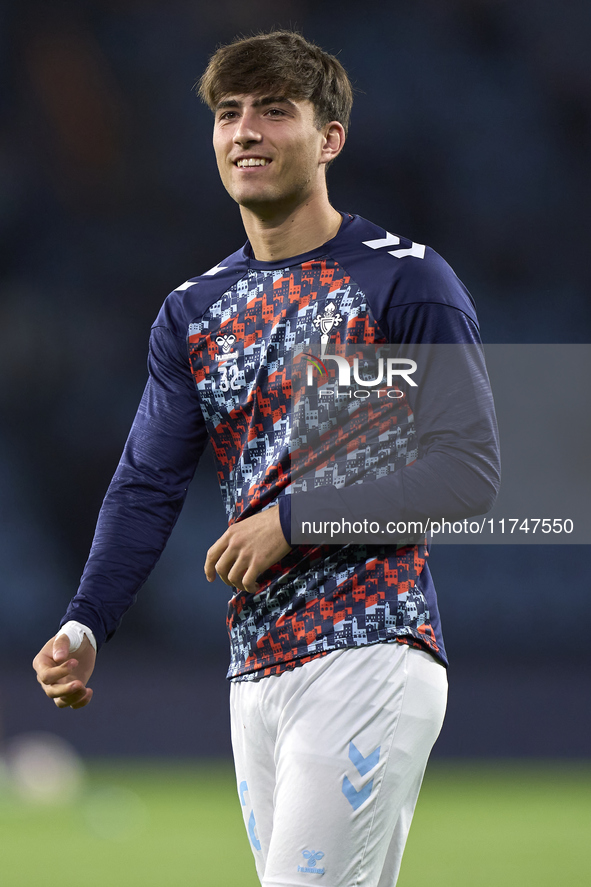 Javi Rodriguez of RC Celta de Vigo looks on during the warm-up prior to the La Liga EA Sports match between RC Celta de Vigo and Getafe CF a...