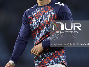 Javi Rodriguez of RC Celta de Vigo looks on during the warm-up prior to the La Liga EA Sports match between RC Celta de Vigo and Getafe CF a...