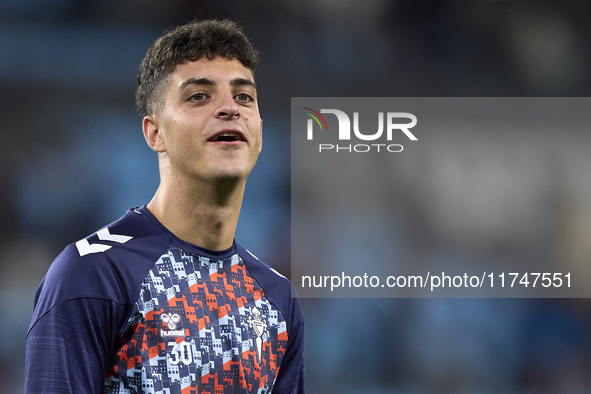 Hugo Alvarez of RC Celta de Vigo looks on during the warm-up prior to the La Liga EA Sports match between RC Celta de Vigo and Getafe CF at...