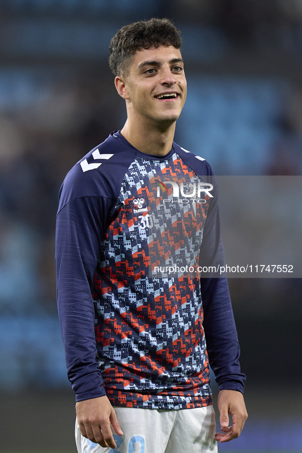 Hugo Alvarez of RC Celta de Vigo looks on during the warm-up prior to the La Liga EA Sports match between RC Celta de Vigo and Getafe CF at...