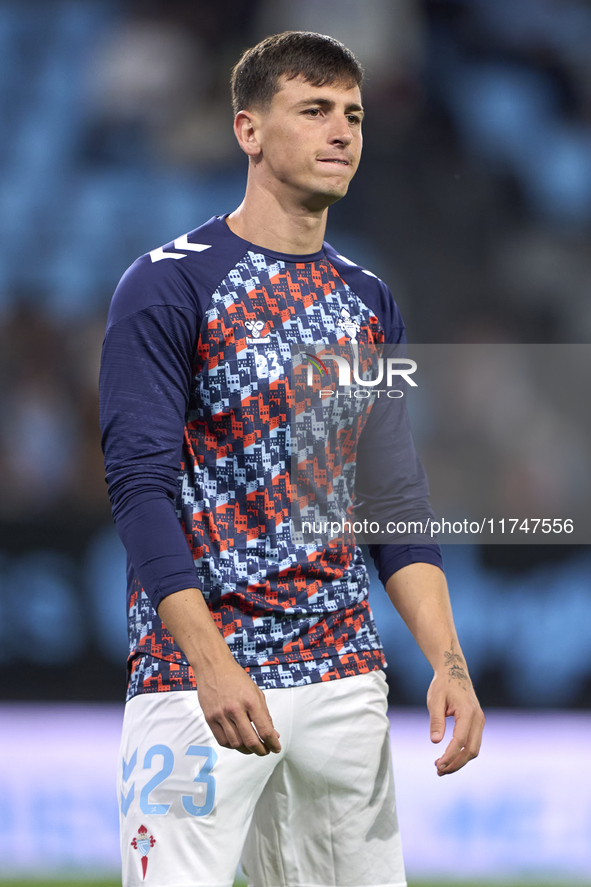 Tadeo Allende of RC Celta de Vigo looks on during the warm-up prior to the La Liga EA Sports match between RC Celta de Vigo and Getafe CF at...