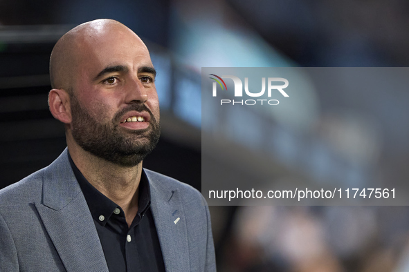 Claudio Giraldez, Head Coach of RC Celta de Vigo, looks on before the La Liga EA Sports match between RC Celta de Vigo and Getafe CF at Esta...