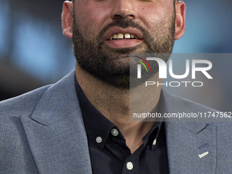 Claudio Giraldez, Head Coach of RC Celta de Vigo, looks on before the La Liga EA Sports match between RC Celta de Vigo and Getafe CF at Esta...