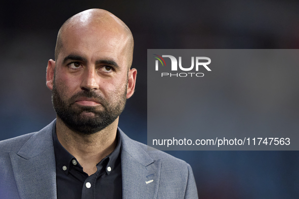 Claudio Giraldez, Head Coach of RC Celta de Vigo, looks on before the La Liga EA Sports match between RC Celta de Vigo and Getafe CF at Esta...