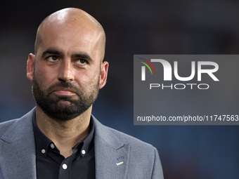 Claudio Giraldez, Head Coach of RC Celta de Vigo, looks on before the La Liga EA Sports match between RC Celta de Vigo and Getafe CF at Esta...