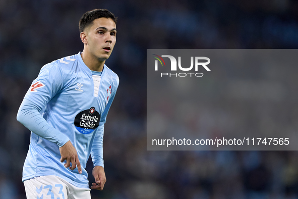 Hugo Sotelo of RC Celta de Vigo looks on during the La Liga EA Sports match between RC Celta de Vigo and Getafe CF at Estadio Abanca Balaido...