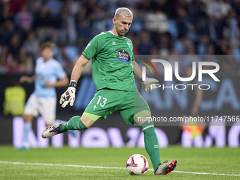 Vicente Guaita of RC Celta de Vigo is in action during the La Liga EA Sports match between RC Celta de Vigo and Getafe CF at Estadio Abanca...