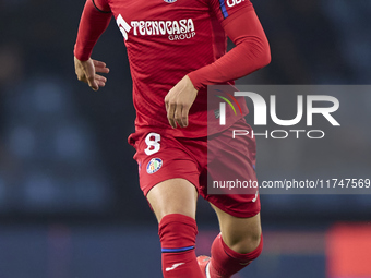 Mauro Arambarri of Getafe CF is in action during the La Liga EA Sports match between RC Celta de Vigo and Getafe CF at Estadio Abanca Balaid...