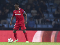 Djene of Getafe CF plays during the La Liga EA Sports match between RC Celta de Vigo and Getafe CF at Estadio Abanca Balaidos in Vigo, Spain...