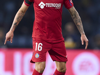 Diego Rico of Getafe CF is in action during the La Liga EA Sports match between RC Celta de Vigo and Getafe CF at Estadio Abanca Balaidos in...