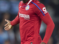 Christantus Uche of Getafe CF reacts during the La Liga EA Sports match between RC Celta de Vigo and Getafe CF at Estadio Abanca Balaidos in...