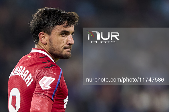 Mauro Arambarri of Getafe CF looks on during the La Liga EA Sports match between RC Celta de Vigo and Getafe CF at Estadio Abanca Balaidos i...