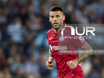 Carles Perez of Getafe CF looks on during the La Liga EA Sports match between RC Celta de Vigo and Getafe CF at Estadio Abanca Balaidos in V...