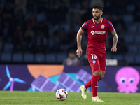 Omar Alderete of Getafe CF is in action during the La Liga EA Sports match between RC Celta de Vigo and Getafe CF at Estadio Abanca Balaidos...