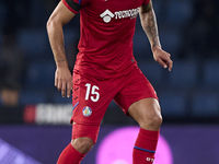 Omar Alderete of Getafe CF is in action during the La Liga EA Sports match between RC Celta de Vigo and Getafe CF at Estadio Abanca Balaidos...