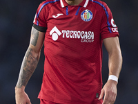 Alex Sola of Getafe CF reacts during the La Liga EA Sports match between RC Celta de Vigo and Getafe CF at Estadio Abanca Balaidos in Vigo,...