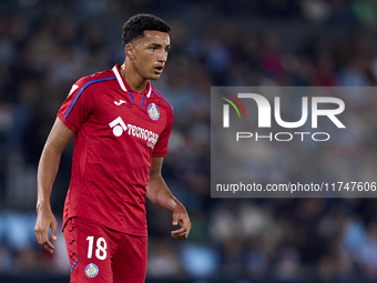 Alvaro Rodriguez of Getafe CF looks on during the La Liga EA Sports match between RC Celta de Vigo and Getafe CF at Estadio Abanca Balaidos...