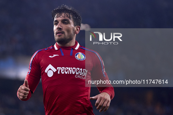 Mauro Arambarri of Getafe CF looks on during the La Liga EA Sports match between RC Celta de Vigo and Getafe CF at Estadio Abanca Balaidos i...