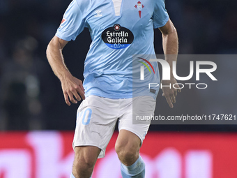 Marcos Alonso of RC Celta de Vigo is in action during the La Liga EA Sports match between RC Celta de Vigo and Getafe CF at Estadio Abanca B...