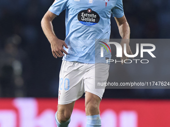 Marcos Alonso of RC Celta de Vigo is in action during the La Liga EA Sports match between RC Celta de Vigo and Getafe CF at Estadio Abanca B...