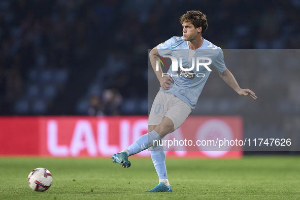 Marcos Alonso of RC Celta de Vigo is in action during the La Liga EA Sports match between RC Celta de Vigo and Getafe CF at Estadio Abanca B...