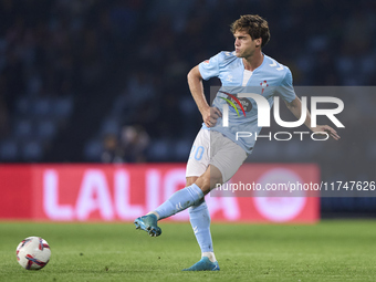 Marcos Alonso of RC Celta de Vigo is in action during the La Liga EA Sports match between RC Celta de Vigo and Getafe CF at Estadio Abanca B...