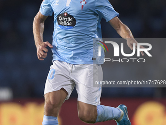 Marcos Alonso of RC Celta de Vigo is in action during the La Liga EA Sports match between RC Celta de Vigo and Getafe CF at Estadio Abanca B...